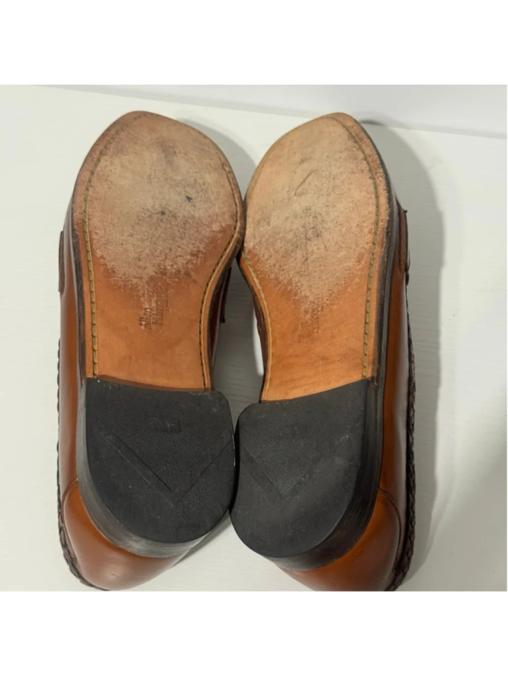Vintage Allen Edmonds Brown Leather Braided Penny Loafers Men Dress Shoes Sz 13